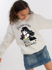 Brands In White K-Pop Girl Loves Books Sweat Top - Image 1 of 5