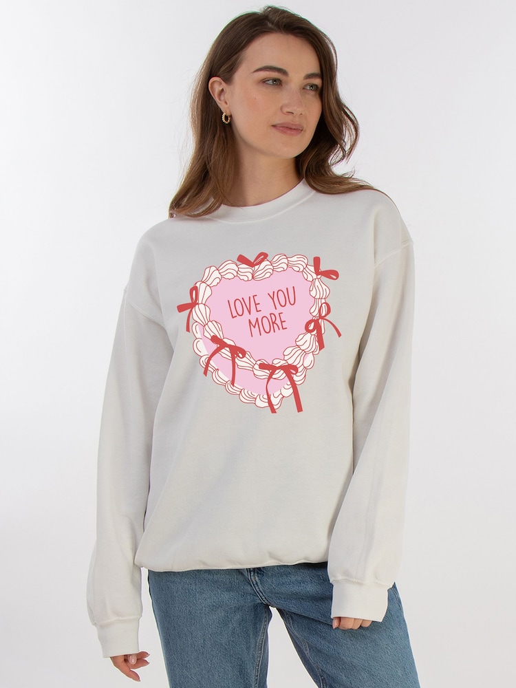 Brands In White Valentine's Day Cake Love You More Sweat Top - Image 1 of 5 Brands In White Valentine's Day Cake Love You More Sweat Top - Image 1 of 5