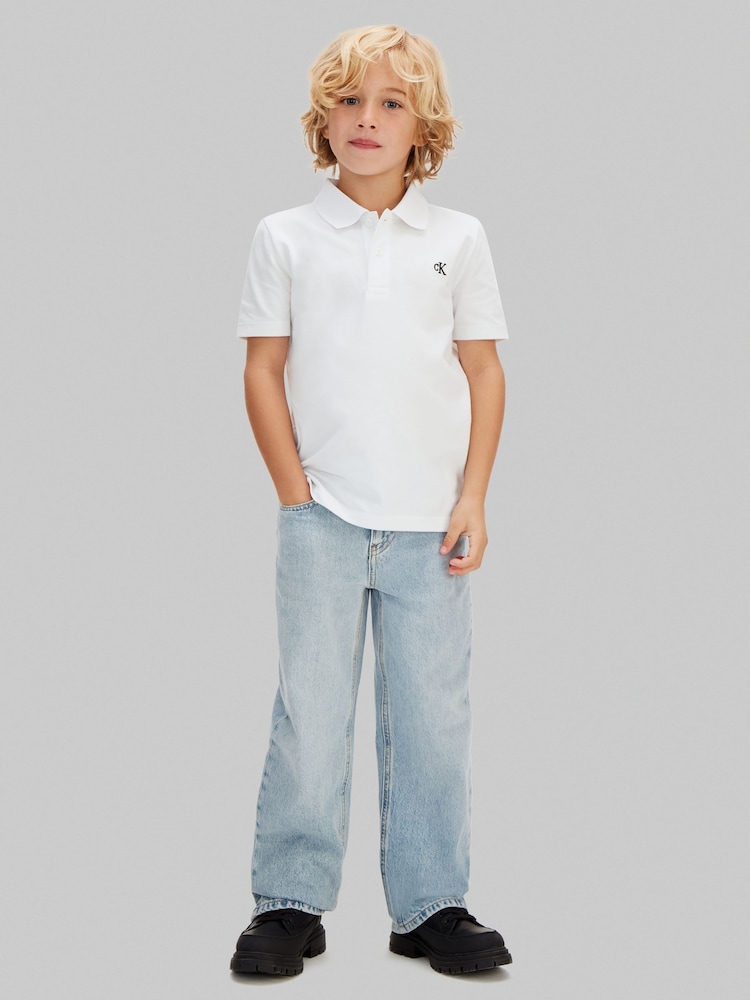 Calvin Klein White Cotton Polo Shirt - Image 1 of 4