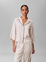 Calvin Klein White Satin Lounge  Pyjama Shirt - Image 2 of 6