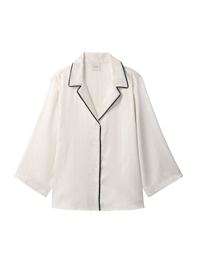 Calvin Klein White Satin Lounge  Pyjama Shirt - Image 6 of 6