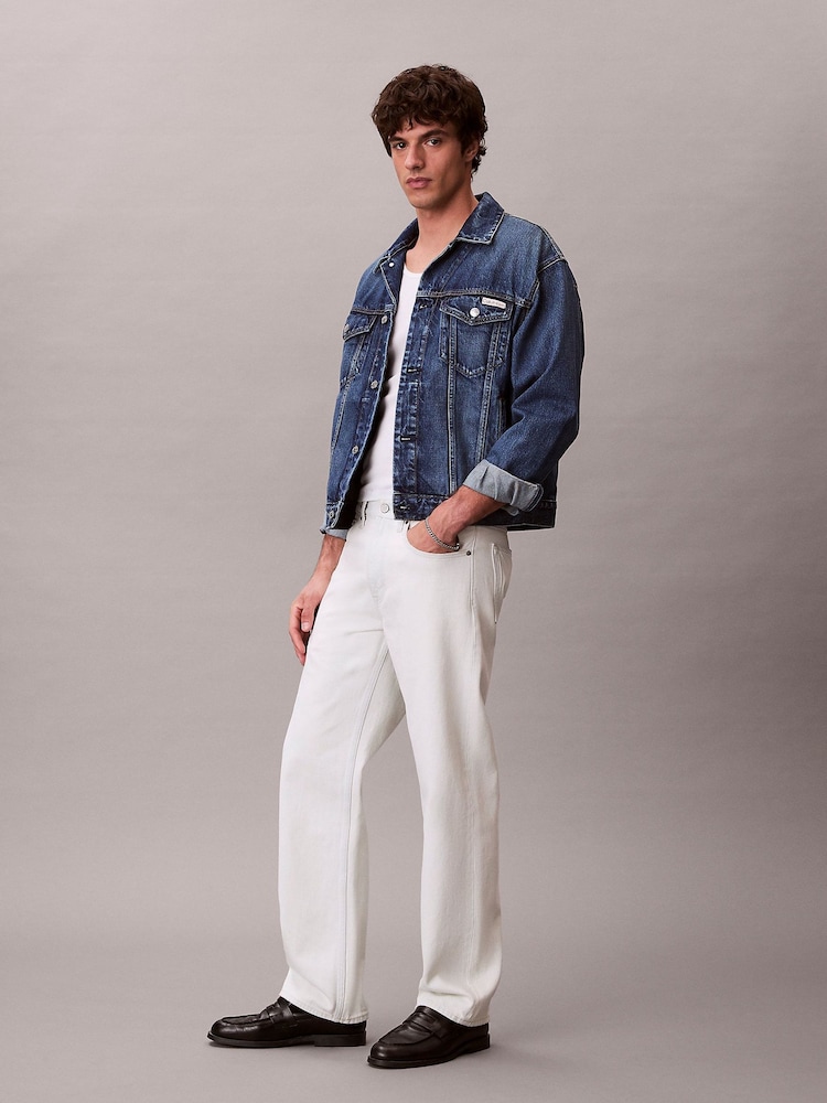 Calvin Klein Jeans Classic Denim Straight White Jeans - Image 2 of 6