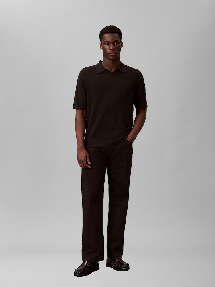 Calvin Klein Black Linen Blend  Polo Shirt - Image 1 of 6