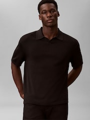 Calvin Klein Black Linen Blend  Polo Shirt - Image 4 of 6