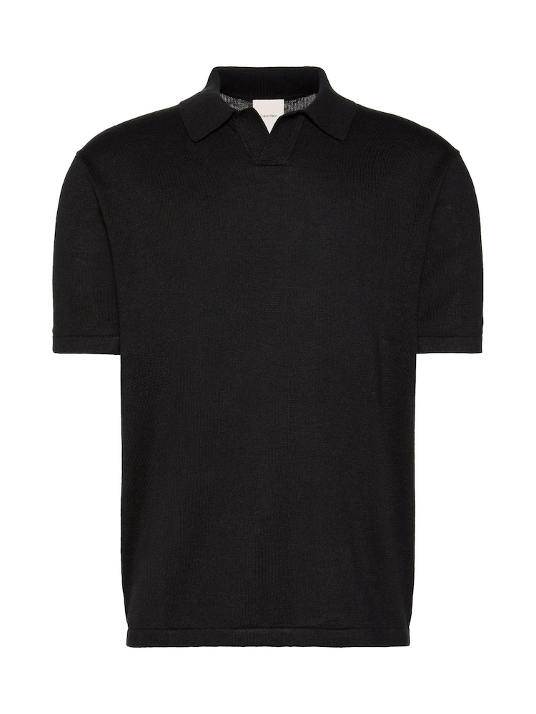 Calvin Klein Black Linen Blend  Polo Shirt - Image 6 of 6