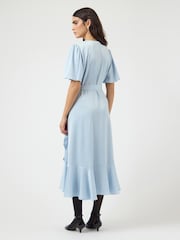 Y.A.S Blue Half Sleeve Ruffle Wrap Dress - Image 2 of 5