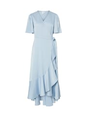 Y.A.S Blue Half Sleeve Ruffle Wrap Dress - Image 4 of 5