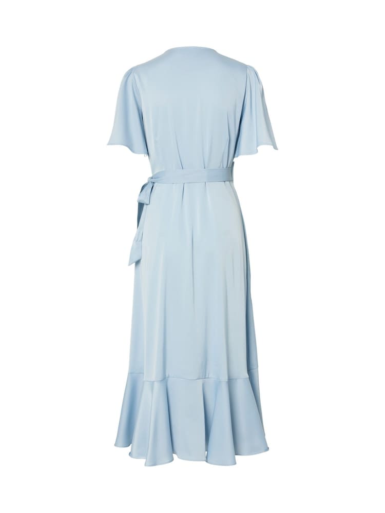 Y.A.S Blue Half Sleeve Ruffle Wrap Dress - Image 5 of 5 Y.A.S Blue Half Sleeve Ruffle Wrap Dress - Image 5 of 5
