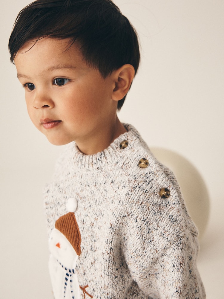 ប្រផេះ - Christmas Knitted Crew Neck Cardigan (3mths-10yrs) - រូបភាព 3 នៃ 3