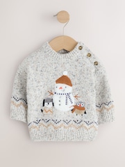 Grey Christmas Crew Neck Jumper (3mths-10yrs) - Image 4 of 7