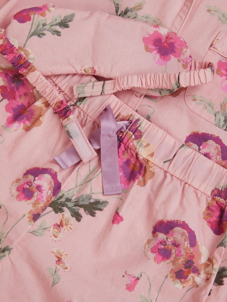 Monsoon Pink Pansy Print Pyjama & Sleep Mask Set - Image 3 of 3