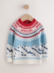 紅／藍色 - Christmas Knitted Crew Neck Polo Shirt (3mths-10yrs) - 圖片 1/4