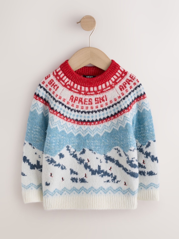 紅／藍色 - Christmas Knitted Crew Neck Polo Shirt (3mths-10yrs) - 圖片 1/4