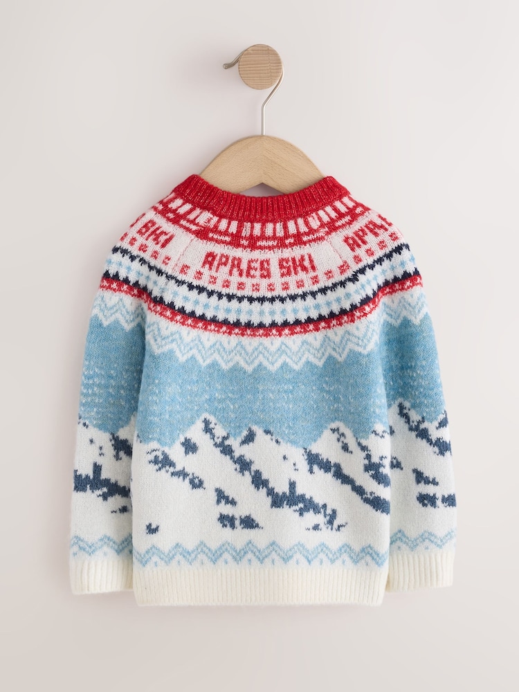 紅／藍色 - Christmas Knitted Crew Neck Polo Shirt (3mths-10yrs) - 圖片 2/4