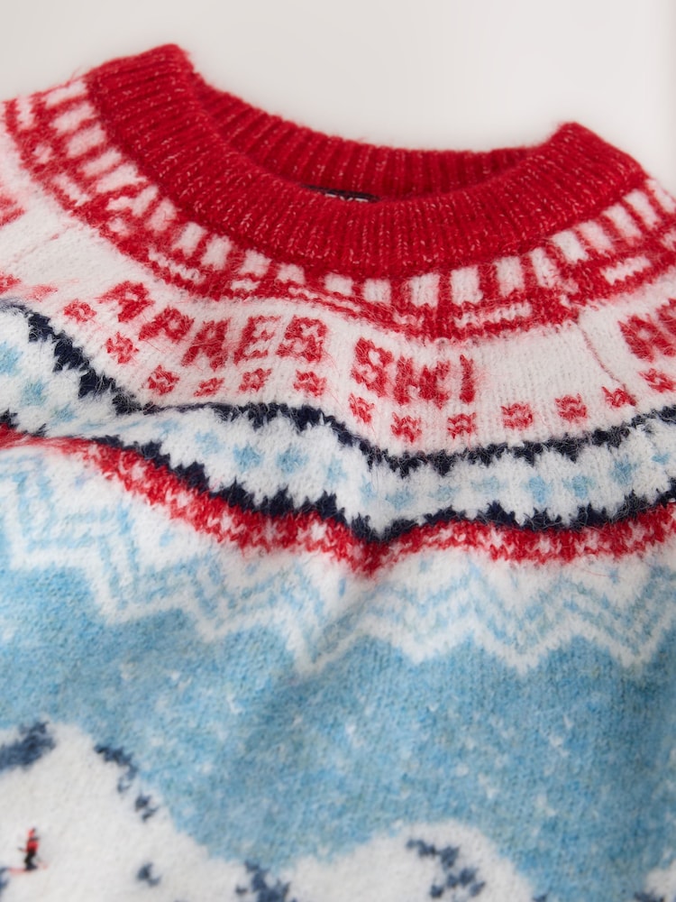 紅／藍色 - Christmas Knitted Crew Neck Polo Shirt (3mths-10yrs) - 圖片 4/4
