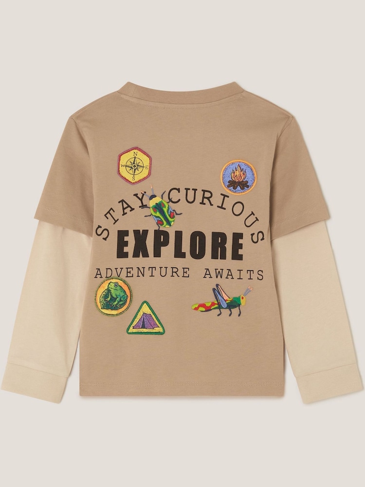 Monsoon Brown Explore Graphic Long Sleeve T-Shirt - Image 2 of 4
