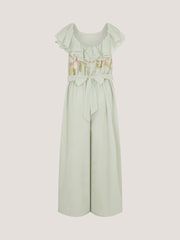 Monsoon Green Azalea Floral Embroidered Ruffle Jumpsuit - Image 2 of 3