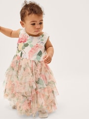 Monsoon Baby Agnes Floral Print Ruffle Tier Dress - Imaginea 1 din 4