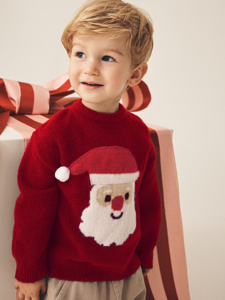 Red Christmas Crew Neck Jumper (3mths-7yrs) - Image 1 of 7 Red Christmas Crew Neck Jumper (3mths-7yrs) - Image 1 of 7