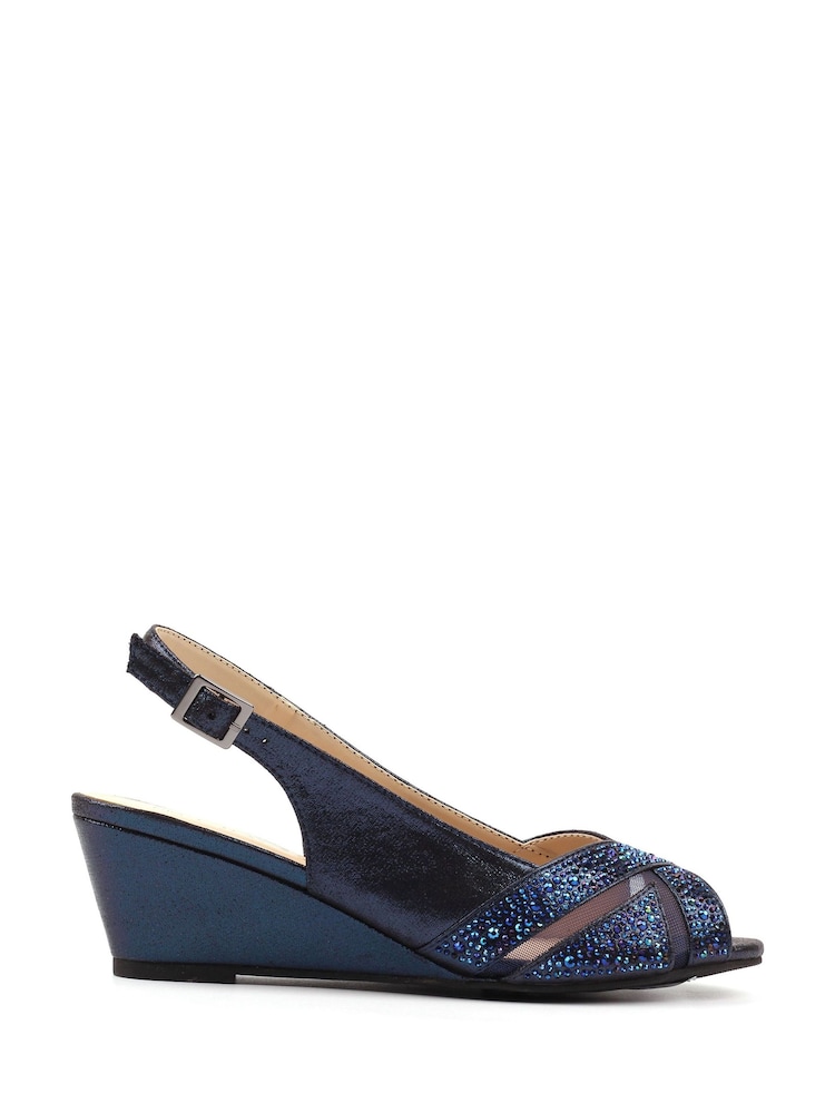 Lunar Navy Blue Emmerline Slingback Wedges - Image 2 of 6