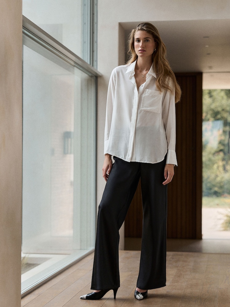 Black N. Premium Satin Wide Leg Trousers - Image 1 of 7
