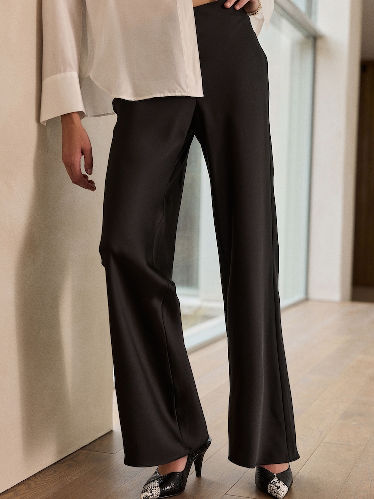 Black N. Premium Satin Wide Leg Trousers - Image 2 of 7