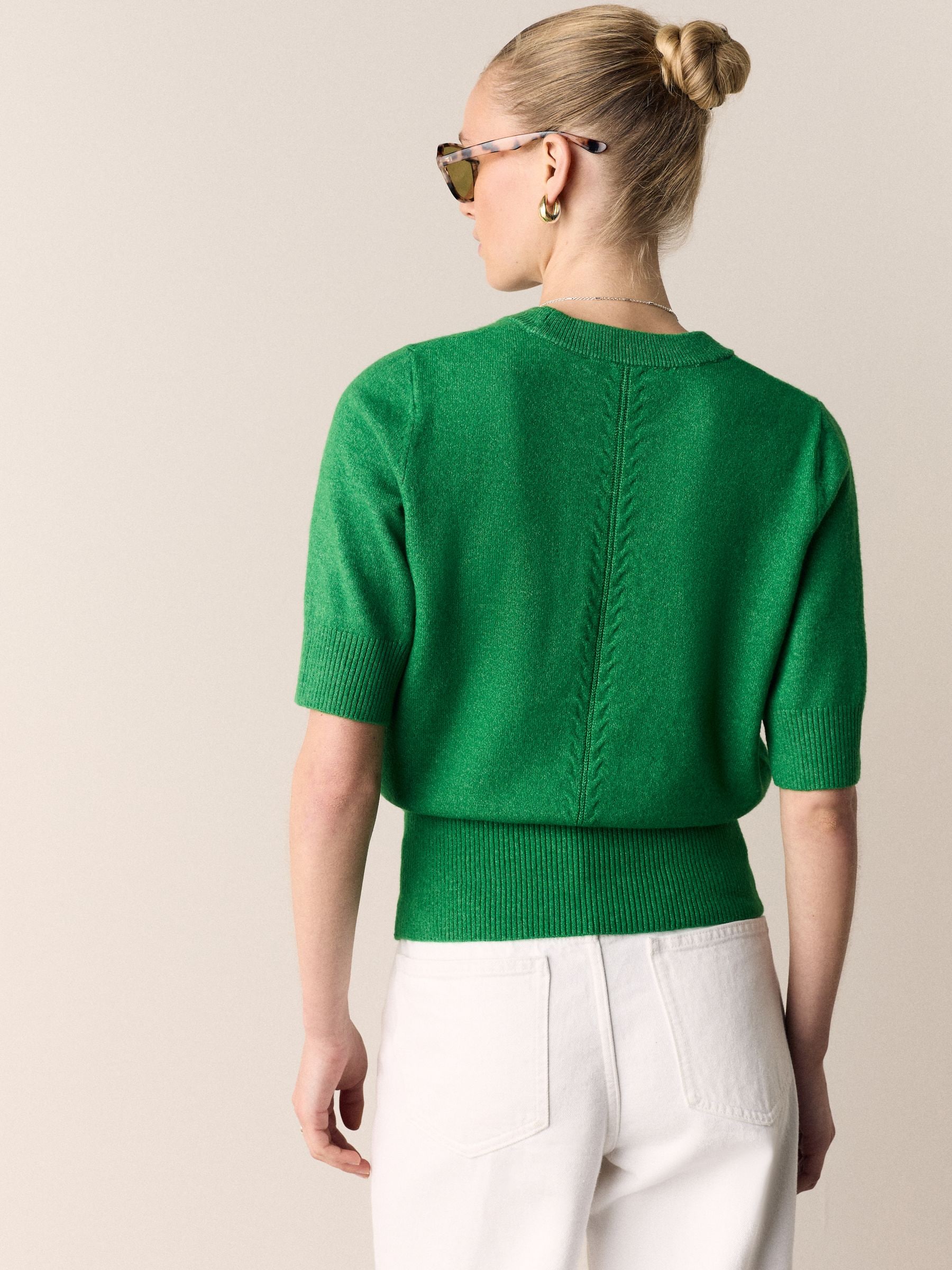 Buy Bright Green Supersoft Short Sleeve Knitted Top from the Next