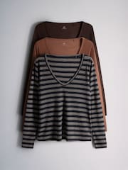 The Set 3 Pack V-Neck Sheer Long Sleeve Tops - Bild 2 von 11