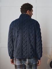 Navy Borg Half Zip Chunky Cable Fleece - Image 4 of 5