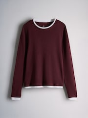 The Set Long Sleeve 3 Pack Mock Layer Semi Sheer Soft Touch T-Shirts Grey Marl/Pink/Burgundy - Image 2 of 6