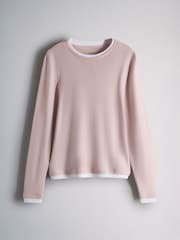 The Set Long Sleeve 3 Pack Mock Layer Semi Sheer Soft Touch T-Shirts Grey Marl/Pink/Burgundy - Image 3 of 6