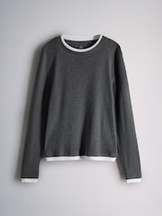 The Set Long Sleeve 3 Pack Mock Layer Semi Sheer Soft Touch T-Shirts Grey Marl/Pink/Burgundy - Image 4 of 6