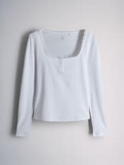 The Set 4 Pack Lace Henley Long Sleeve T-Shirts Brown/Oat Marl/Neutral/White - Image 6 of 11