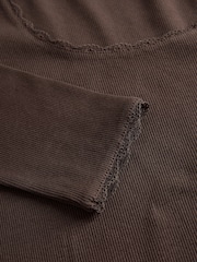 The Set 5 Pack Long Sleeve Ribbed Lace Scoop Tops Navy/Brown/Tan/White/Oat Marl - Image 11 of 12