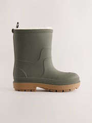 Khaki Green Warm Lined Wellies - Image 2 of 5