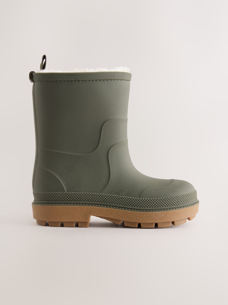 Khaki Green Warm Lined Wellies - Image 2 of 5 Khaki Green Warm Lined Wellies - Image 2 of 5