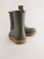 Khaki Green Warm Lined Wellies - Image 3 of 5