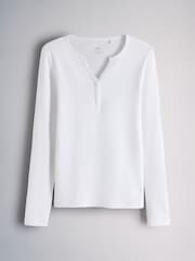 The Set 4 Pack Long Sleeve Button Henley T-Shirts Brown/Neutral/Oat Marl/White - Image 3 of 7