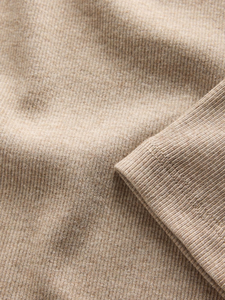 The Set 4 Pack Long Sleeve Button Henley T-Shirts Brown/Neutral/Oat Marl/White - Image 7 of 7