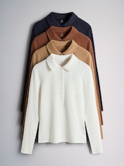 The Set 4 Pack Ribbed Collared Polo Neck T-Shirts - Bild 1 von 7