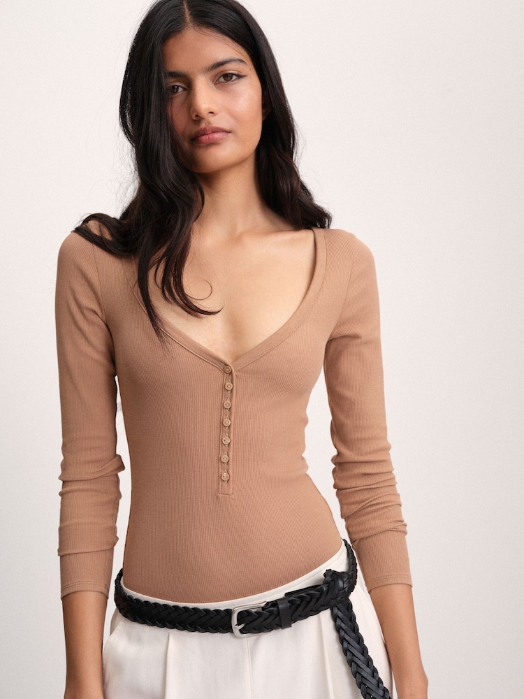 The Set Ribbed Button Henley Bodysuits 3 Pack - 10의 이미지 1
