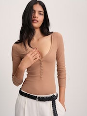 The Set Ribbed Button Henley Bodysuits 3 Pack - 10의 이미지 5