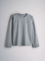The Set 5 Pack 100% Cotton Relaxed Long Sleeve T-Shirts Blue/Burgundy/Grey Marl/White/Stripe - Image 4 of 8