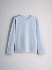 The Set 5 Pack 100% Cotton Relaxed Long Sleeve T-Shirts Blue/Burgundy/Grey Marl/White/Stripe - Image 5 of 8