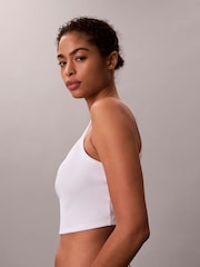 Calvin Klein White Cropped Ribbed Cotton Cami Top - Image 3 of 5
