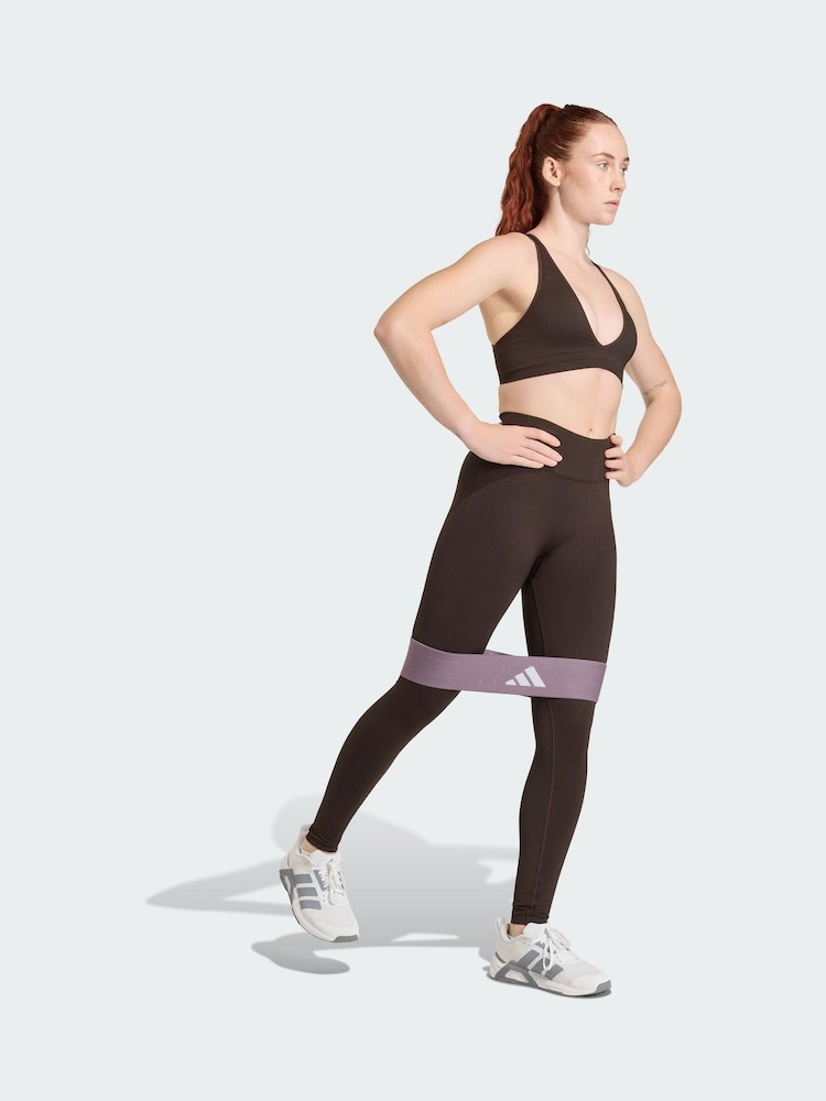 adidas Brown Workout Essentials Knit Scrunch 7/8 Leggings - Image 1 of 5