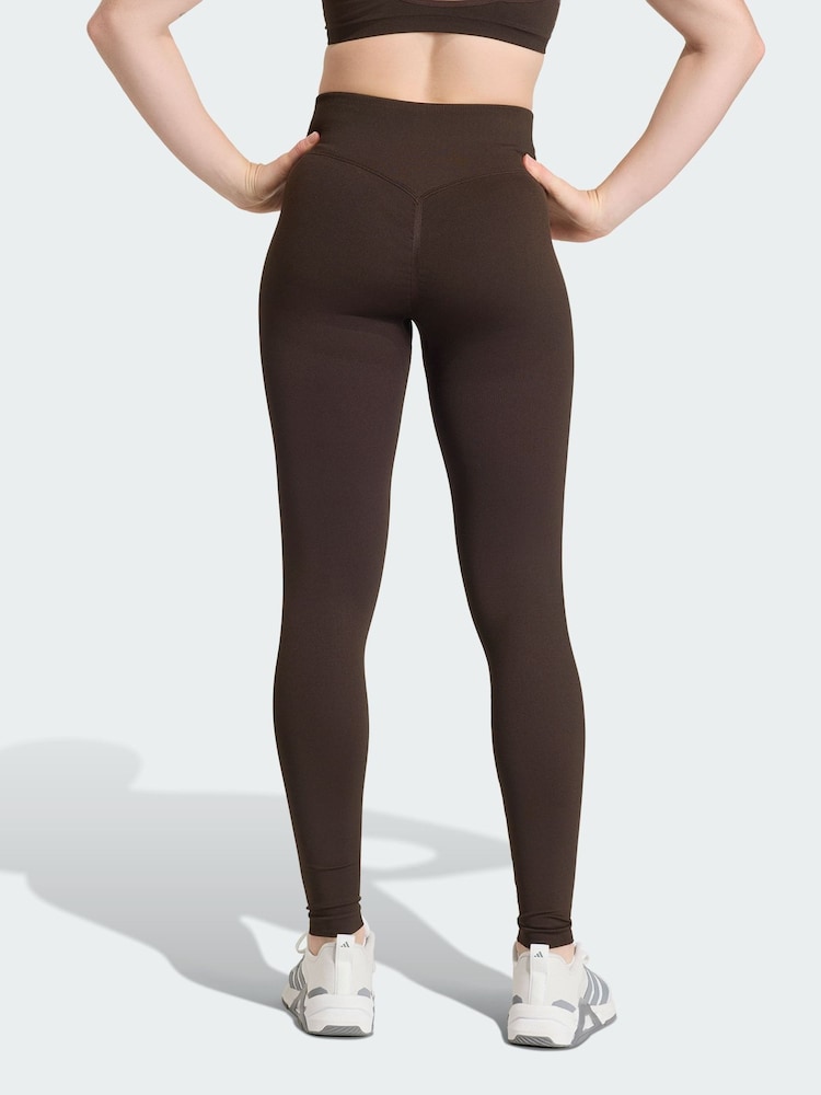 adidas Brown Workout Essentials Knit Scrunch 7/8 Leggings - Image 2 of 5