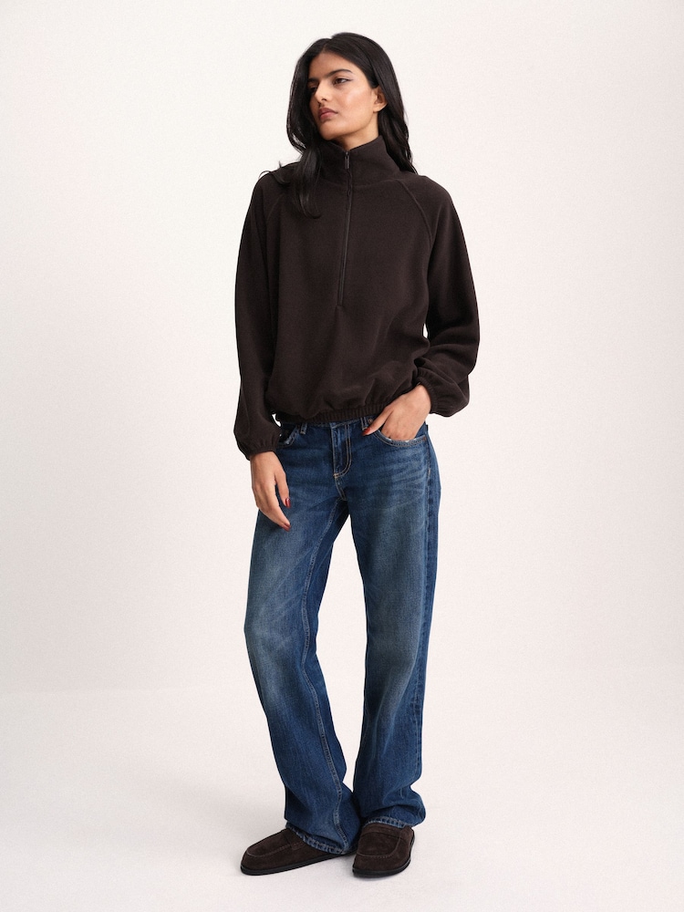 The Set 2 Pack Funnel Neck Micro Fleece Zip Jumpers Brown/Cream - Image 2 of 10 The Set 2 Pack Funnel Neck Micro Fleece Zip Jumpers Brown/Cream - Image 2 of 10