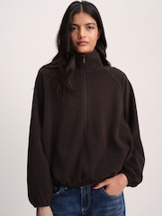 The Set 2 Pack Funnel Neck Micro Fleece Zip Jumpers Brown/Cream - Image 3 of 10