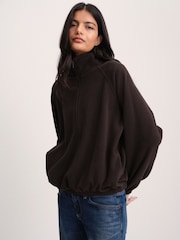 The Set 2 Pack Funnel Neck Micro Fleece Zip Jumpers Brown/Cream - Image 4 of 10